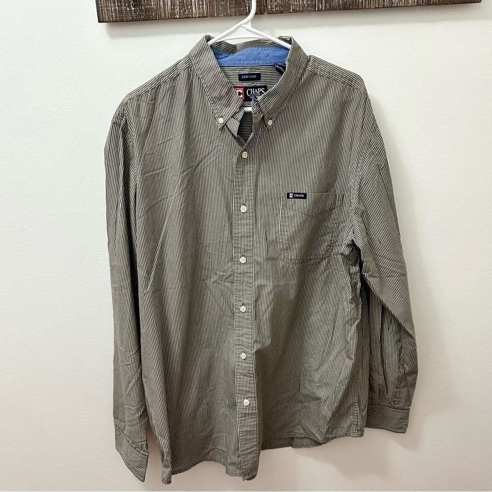 Chaps Men's Gray Button-Down Shirt size XL
